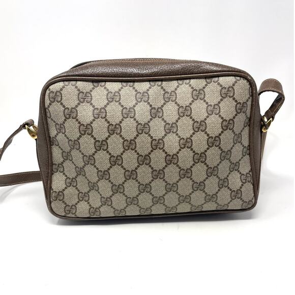 Gucci Vintage GG Monogram Logo PVC Leather Shoulder Bag Beige Brown - Picture 3 of 16